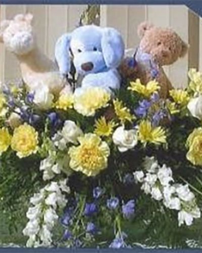 A graceful and magnificent cascade of delicate pale yellow, white, and blue flowers conveys everlasting affection for the radiant spirit being honored, and gently eases sorrow for those paying respect.
<ul id="prodDetailDelivery">
 	<li><span style="color: red;"><b>Local Delivery Only</b></span></li>
</ul>